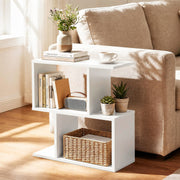 3-Tier Geometric Bookshelf Freestanding Display Shelf Side Table Set of 2-White-Bookcases-DECOROLALA