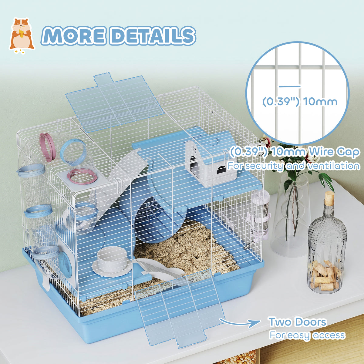 3-Tier Hamster Cage Starter Kit - Blue 19" with Accessories-Small Animals-DECOROLALA