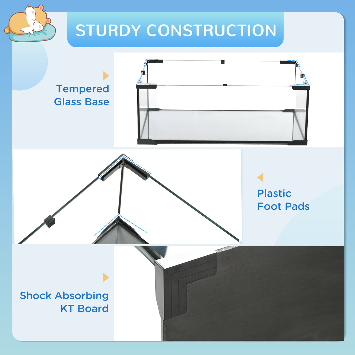 3-Tier Hamster Cage with Glass Basin and Accessories - Black-Small Animals-DECOROLALA