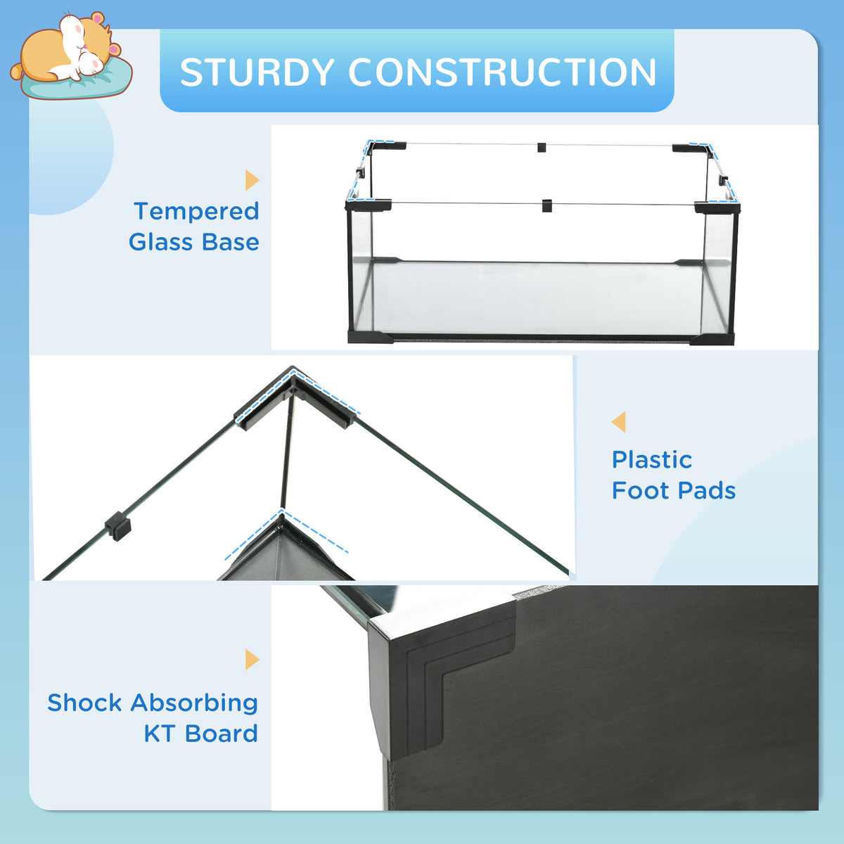 3-Tier Hamster Cage with Glass Basin and Accessories - Black-Small Animals-DECOROLALA