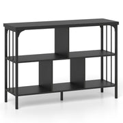 3-Tier Horizontal Cubby Bookshelf with Open Shelves-Black-Bookcases-DECOROLALA