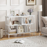 3-Tier Horizontal Cubby Bookshelf with Open Shelves-White-Bookcases-DECOROLALA
