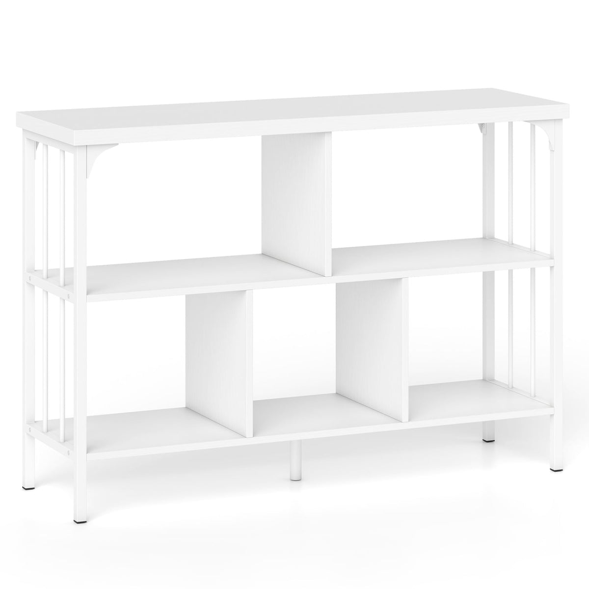 3-Tier Horizontal Cubby Bookshelf with Open Shelves-White-Bookcases-DECOROLALA
