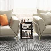 3-Tier Industrial Side Table with Adjustable Mesh Shelf-Rustic Brown-End & Side Tables-DECOROLALA