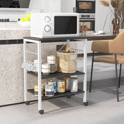 3-Tier Kitchen Baker's Rack Microwave Oven Storage Cart with Hooks-Deep Brown-Baker’s Racks-DECOROLALA
