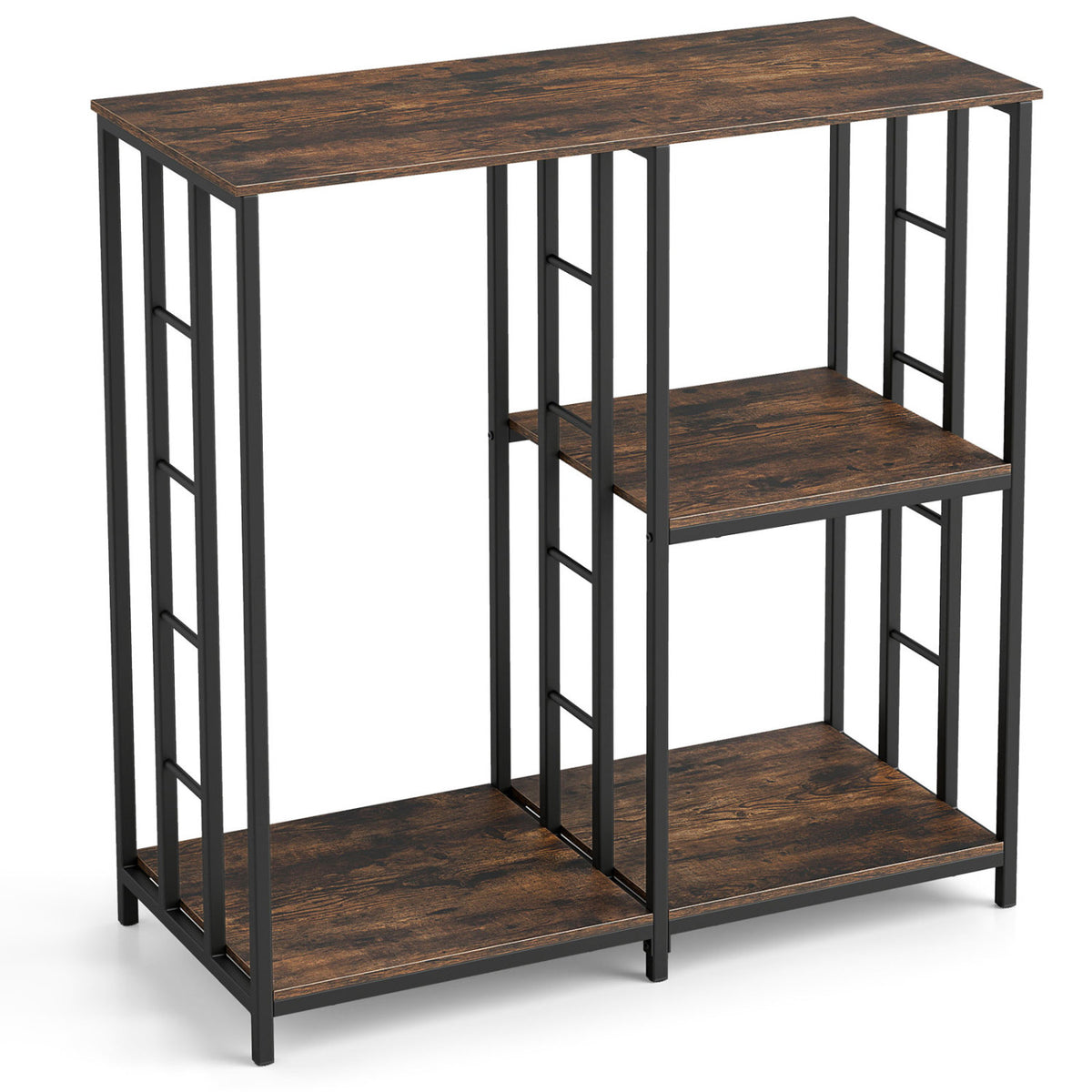 3-Tier Kitchen Baker's Rack with Open Shelves for Microwave and Oven-Rustic Brown-Baker’s Racks-DECOROLALA