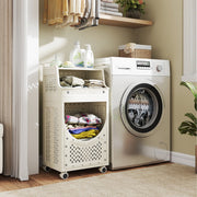3-Tier Laundry Cart Folding Hamper with Lockable Wheels-Laundry Baskets-DECOROLALA
