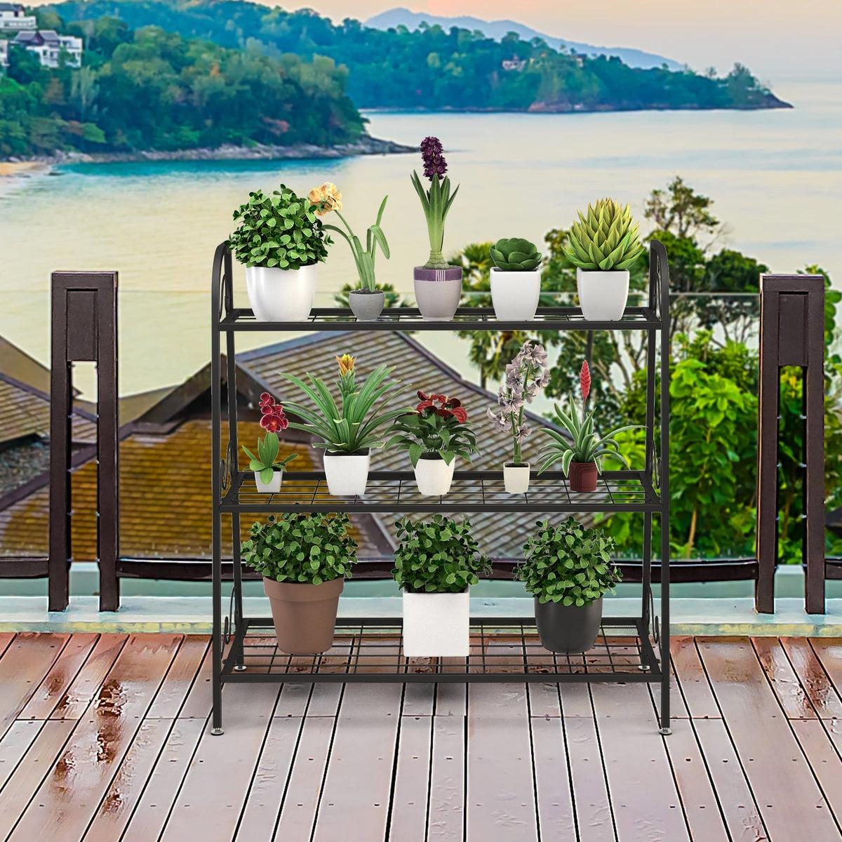 3-Tier Metal Plant Stand Shelf Display Rack for Plants Shoes Flower Pot-Plant Stands-DECOROLALA