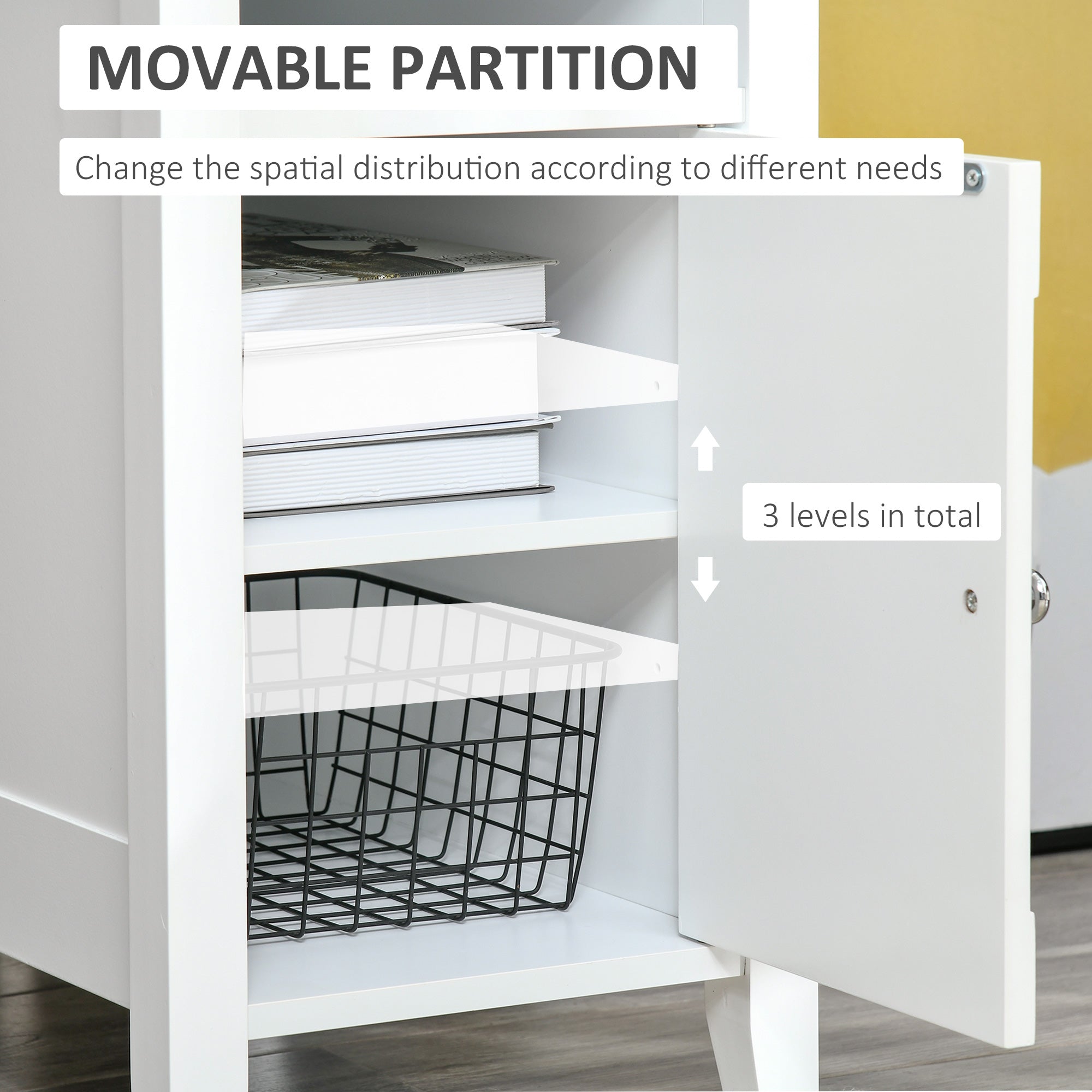 3-Tier Modern Nightstand Side Table with Shelf - White-Home Furnishings > Living Room Furniture > Side¬†Tables-DECOROLALA