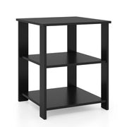3-Tier Modern Nightstand Square Side Table with Open Storage Shelves-Black-End & Side Tables-DECOROLALA