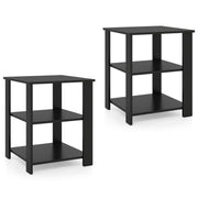 3-Tier Modern Nightstand Square Side Table with Open Storage Shelves Set of 2-Black-End & Side Tables-DECOROLALA