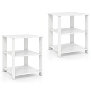 3-Tier Modern Nightstand Square Side Table with Open Storage Shelves Set of 2-White-End & Side Tables-DECOROLALA