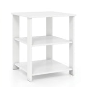 3-Tier Modern Nightstand Square Side Table with Open Storage Shelves-White-End & Side Tables-DECOROLALA