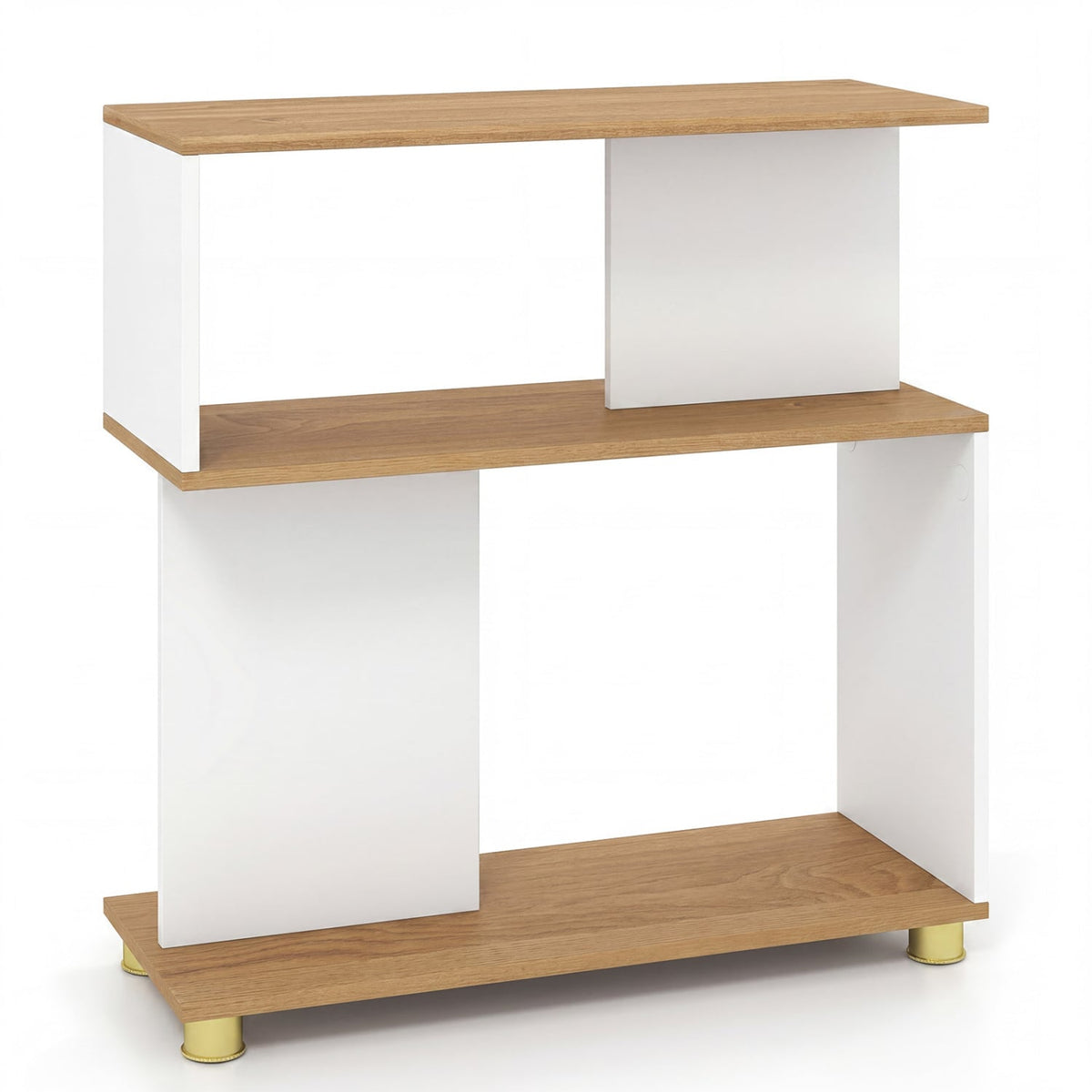 3-Tier Modern S-shaped Bookshelf with Adjustable Feet-White-Bookcases-DECOROLALA