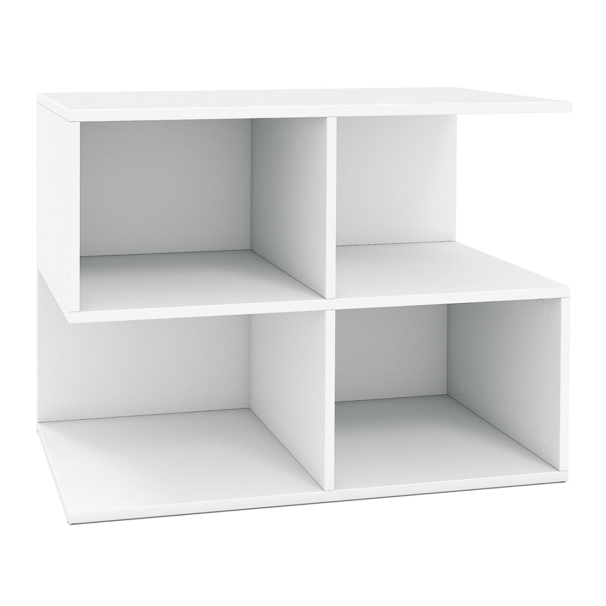 3-Tier Modern S-shaped End Table with 4 Storage Cubes-White-End & Side Tables-DECOROLALA