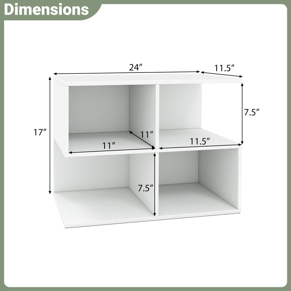 3-Tier Modern S-shaped End Table with 4 Storage Cubes-White-End & Side Tables-DECOROLALA