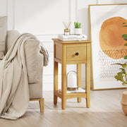 3-Tier Nightstand with Drawer and Open Storage Shelf-Natural-Nightstands-DECOROLALA
