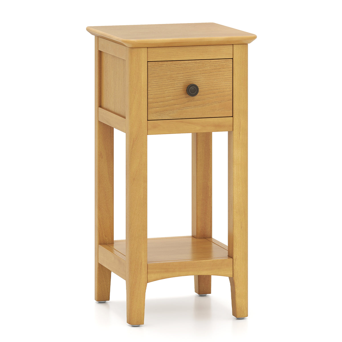 3-Tier Nightstand with Drawer and Open Storage Shelf-Natural-Nightstands-DECOROLALA