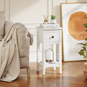 3-Tier Nightstand with Drawer and Open Storage Shelf-White-Nightstands-DECOROLALA