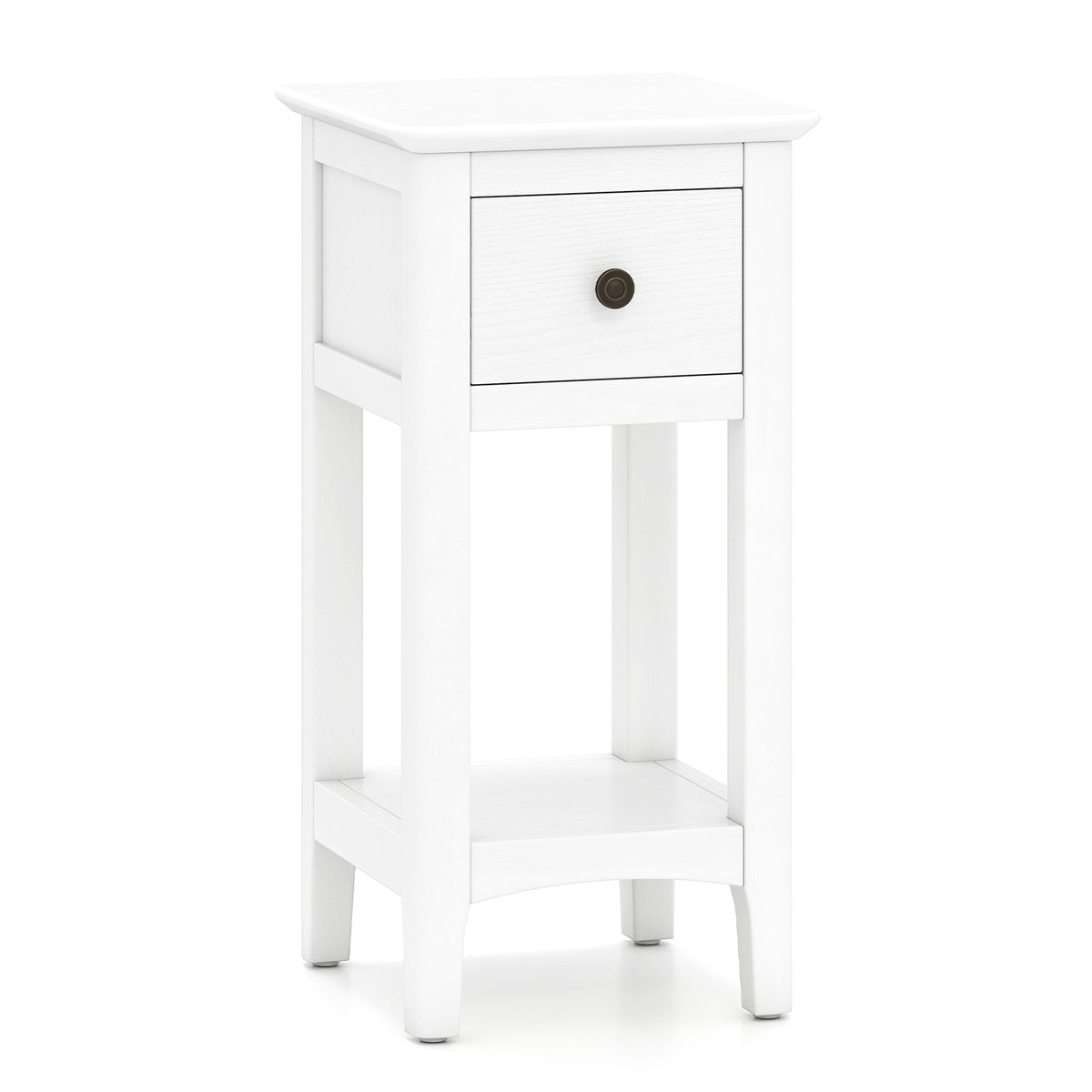3-Tier Nightstand with Drawer and Open Storage Shelf-White-Nightstands-DECOROLALA