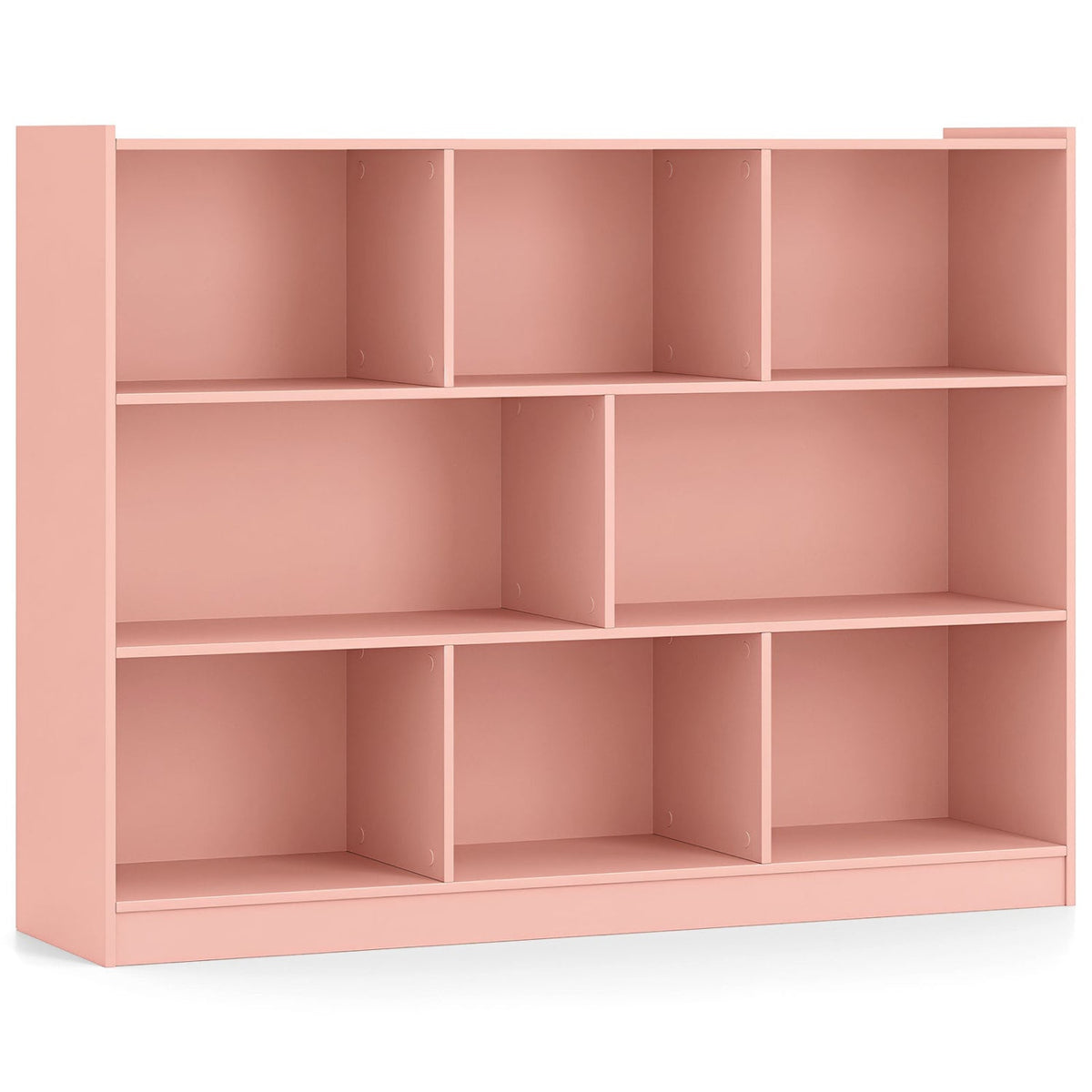 3-Tier Open Bookcase 8-Cube Floor Standing Storage Shelves-Pink-Bookcases-DECOROLALA