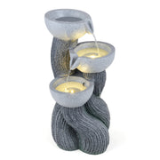 3-Tier Outdoor Water Fountain with LED Lights 18.5 Inch H for Patio Deck-Outdoor Water Fountains-DECOROLALA
