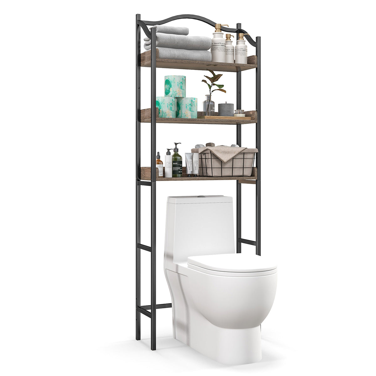3-Tier Over-The-Toilet Bathroom Spacesaver Storage Rack-Black-Over the Toilet Storage-DECOROLALA