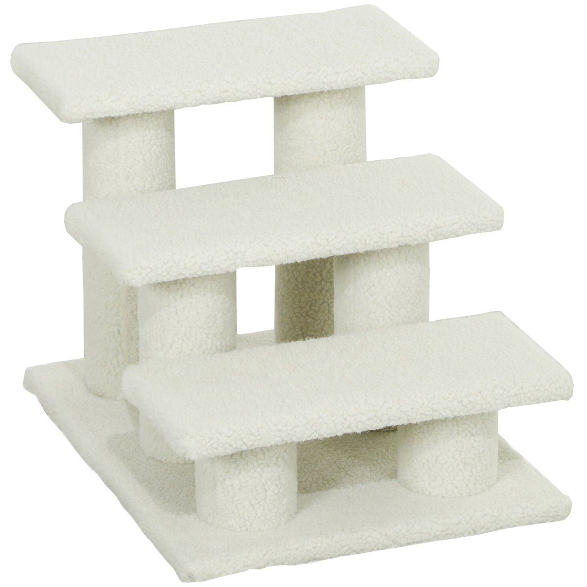 3-Tier Pet Stairs with Cat Scratching Posts - Beige 18"-Cat Supplies-DECOROLALA