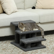 3-Tier Pet Stairs with Scratching Posts - Dark Grey-Cats-DECOROLALA