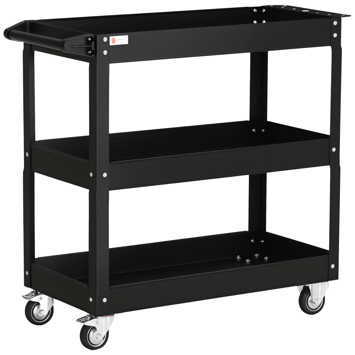3-Tier Rolling Steel Tool Cart - 330 lbs Capacity, Black-Home Improvement > Tools > Tool Organizers-DECOROLALA