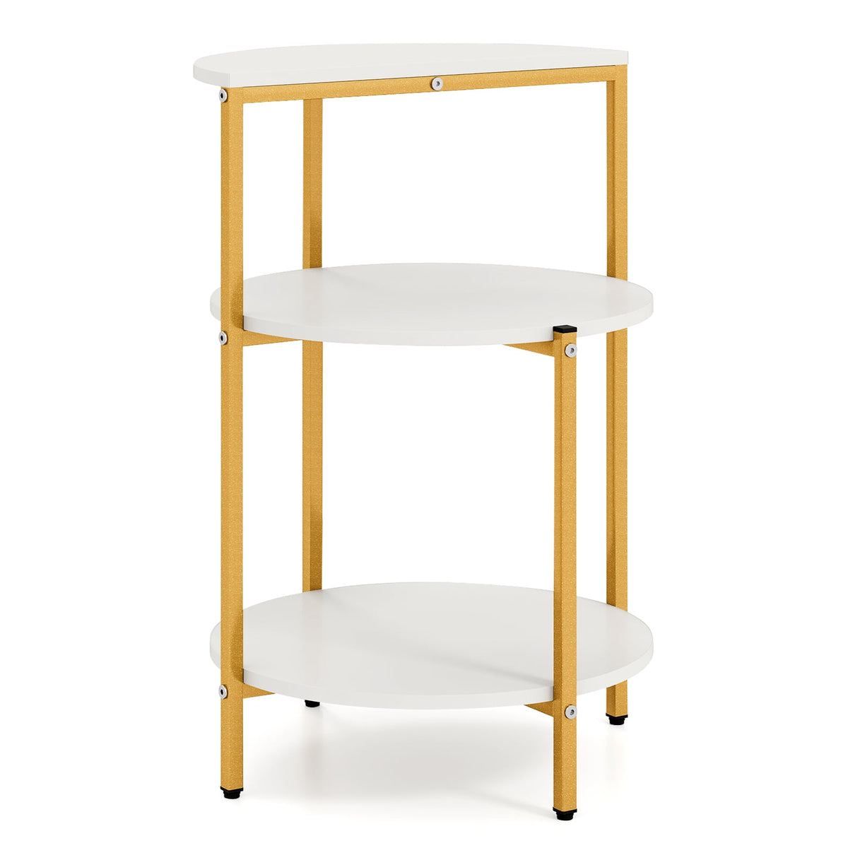 3-Tier Round End Table for Small Space and Bedroom Room-Set of 1-End & Side Tables-DECOROLALA