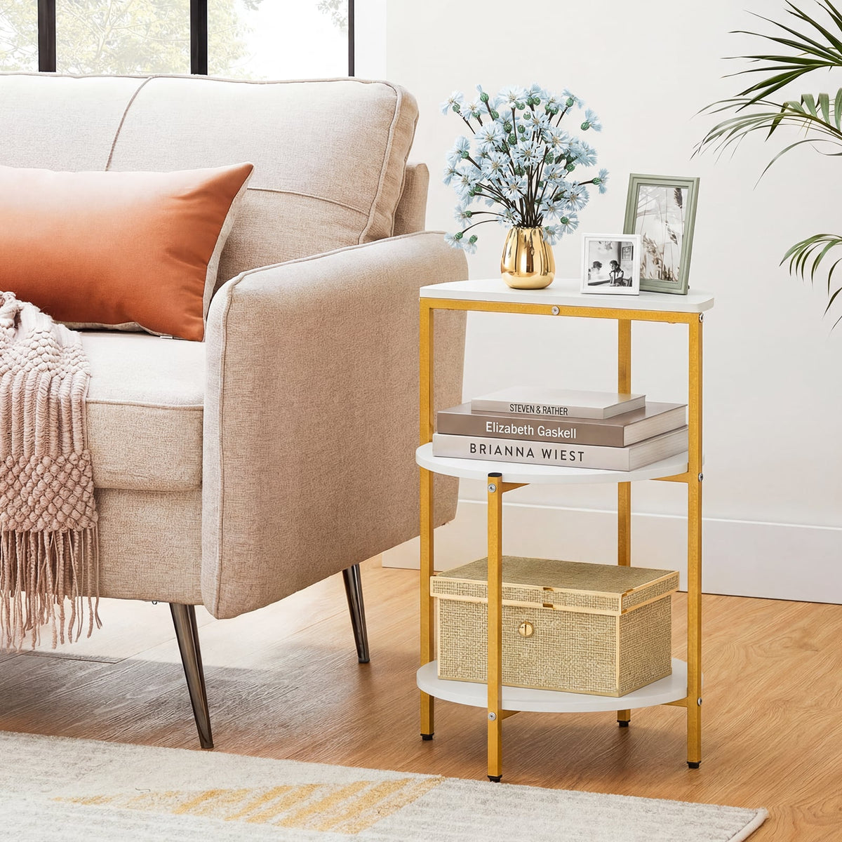 3-Tier Round End Table for Small Space and Bedroom Room-Set of 1-End & Side Tables-DECOROLALA