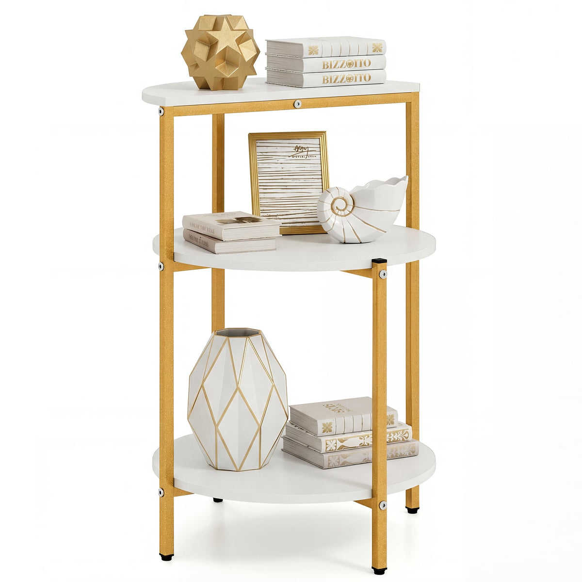 3-Tier Round End Table for Small Space and Bedroom Room-Set of 1-End & Side Tables-DECOROLALA