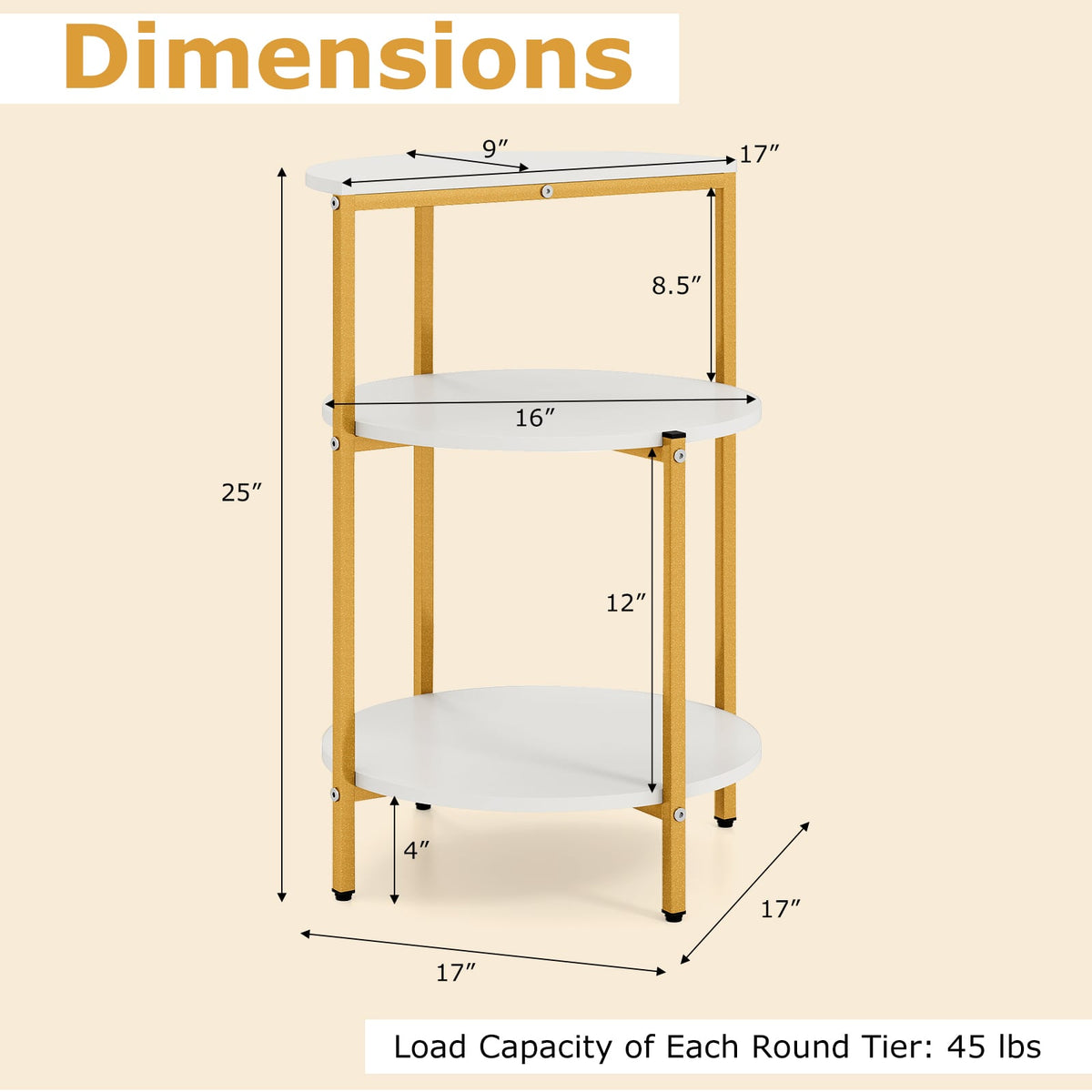 3-Tier Round End Table for Small Space and Bedroom Room-Set of 2-End & Side Tables-DECOROLALA