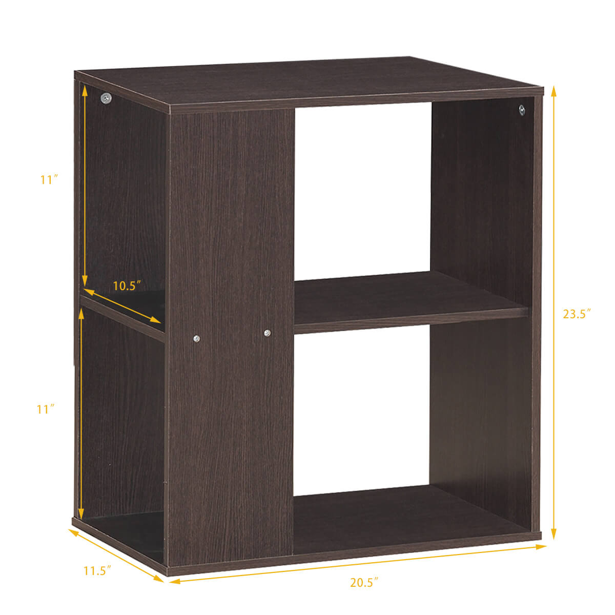 3-Tier Side End Table with Storage Shelves -Brown-End & Side Tables-DECOROLALA