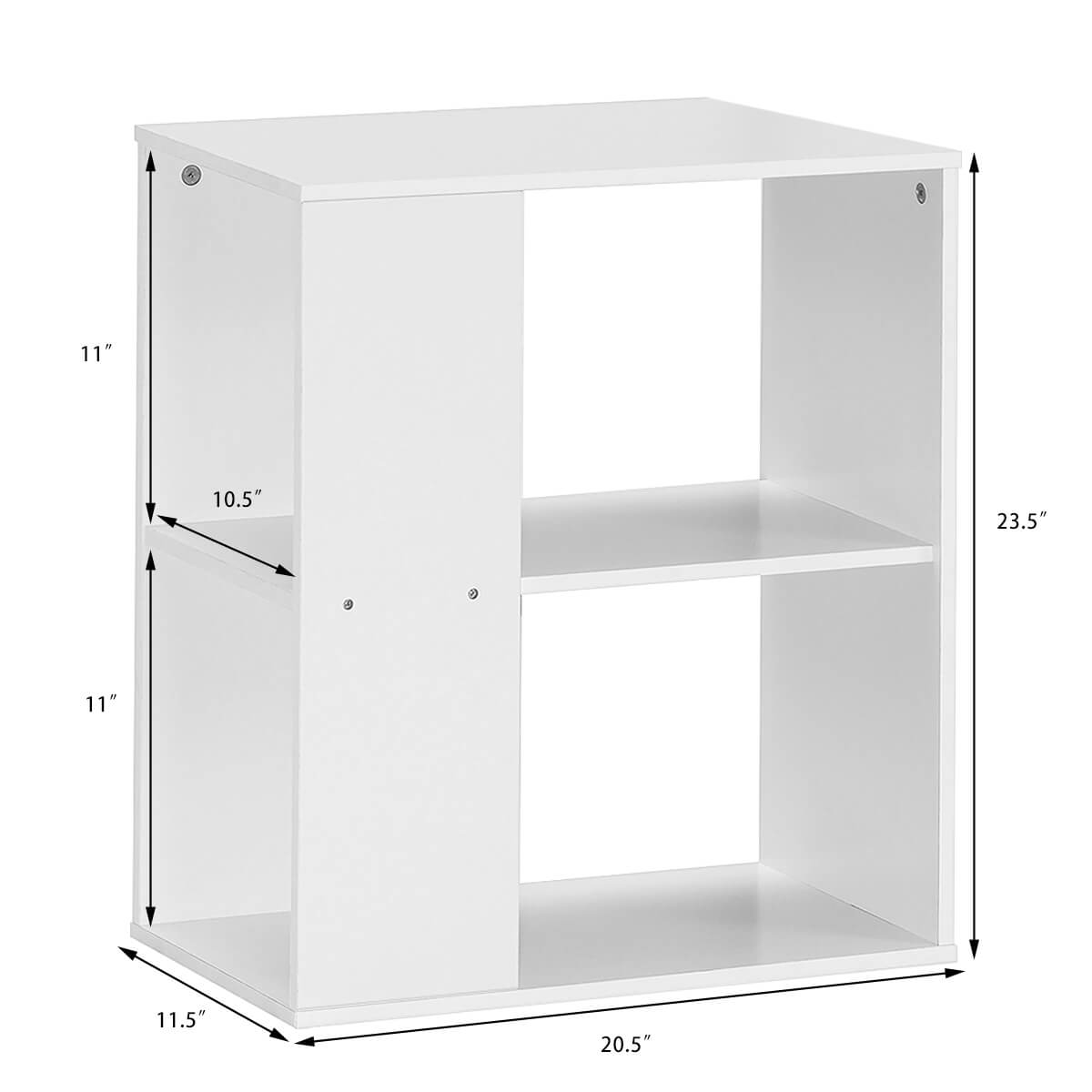 3-Tier Side End Table with Storage Shelves -White-End & Side Tables-DECOROLALA