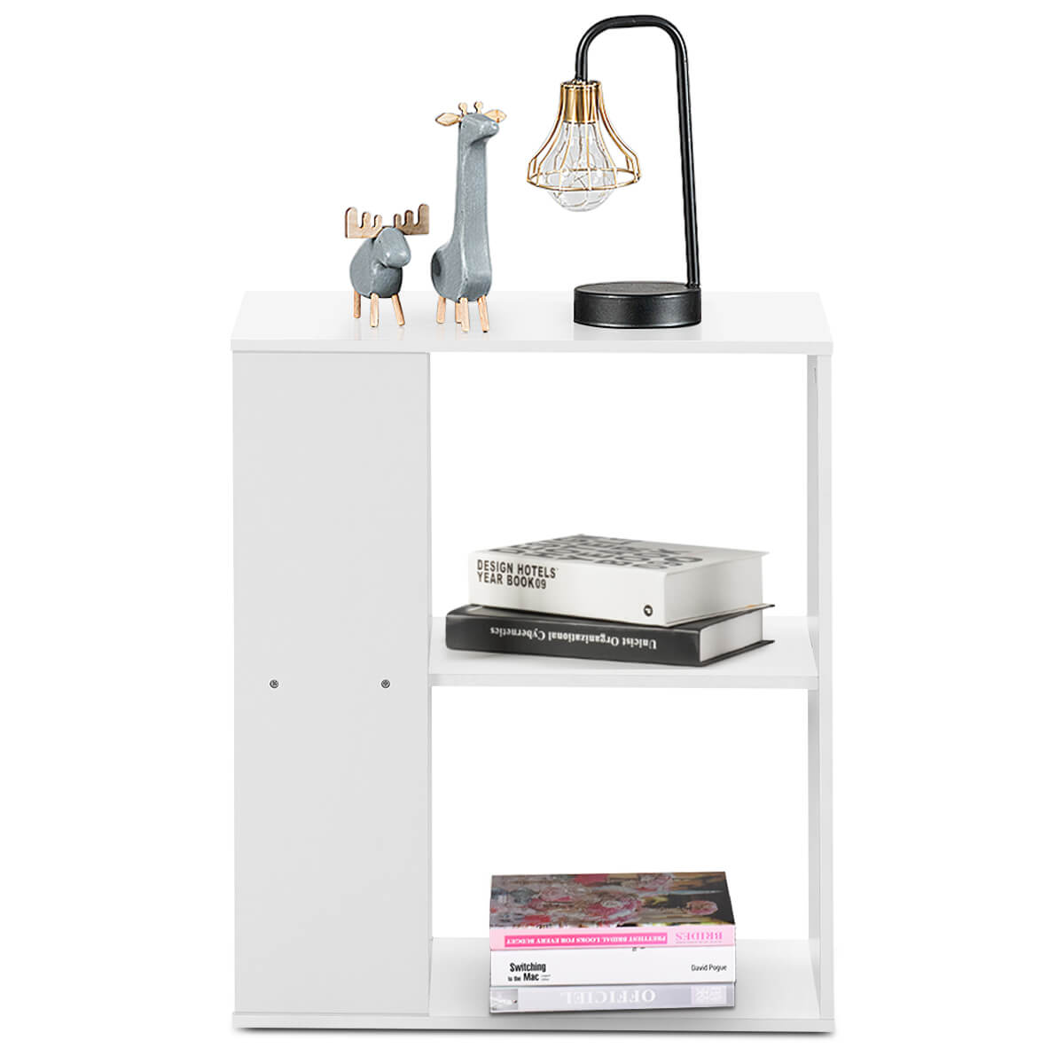 3-Tier Side End Table with Storage Shelves -White-End & Side Tables-DECOROLALA