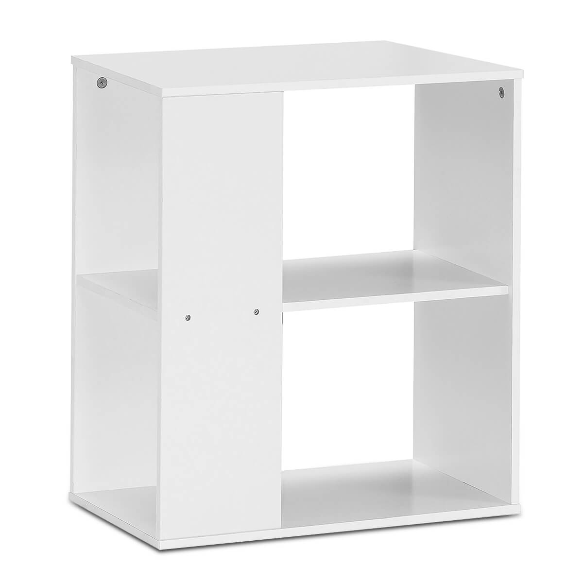 3-Tier Side End Table with Storage Shelves -White-End & Side Tables-DECOROLALA