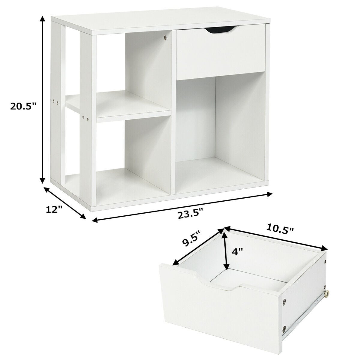 3-Tier Side Table with Storage Shelf and Drawer Space-End & Side Tables-DECOROLALA