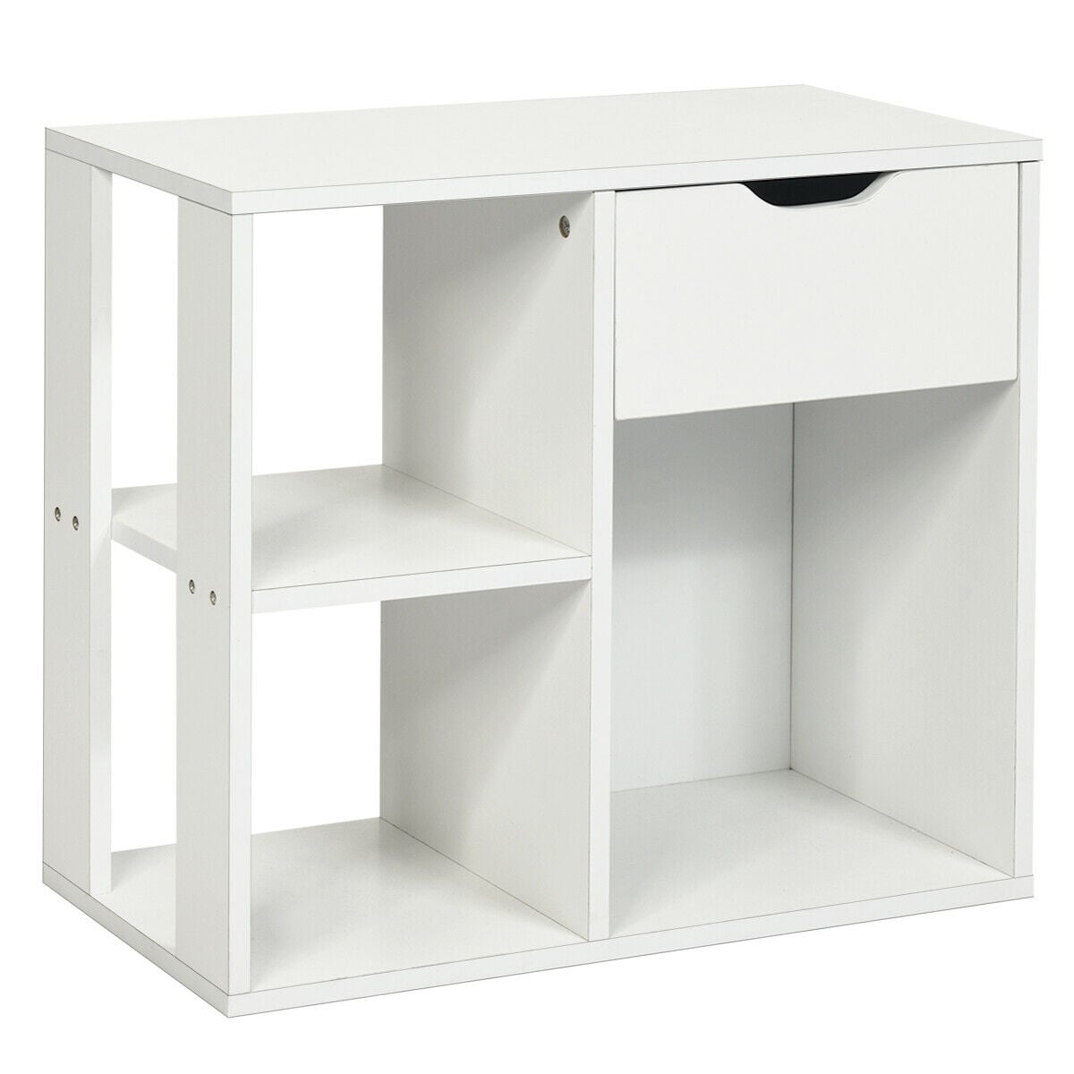 3-Tier Side Table with Storage Shelf and Drawer Space-End & Side Tables-DECOROLALA