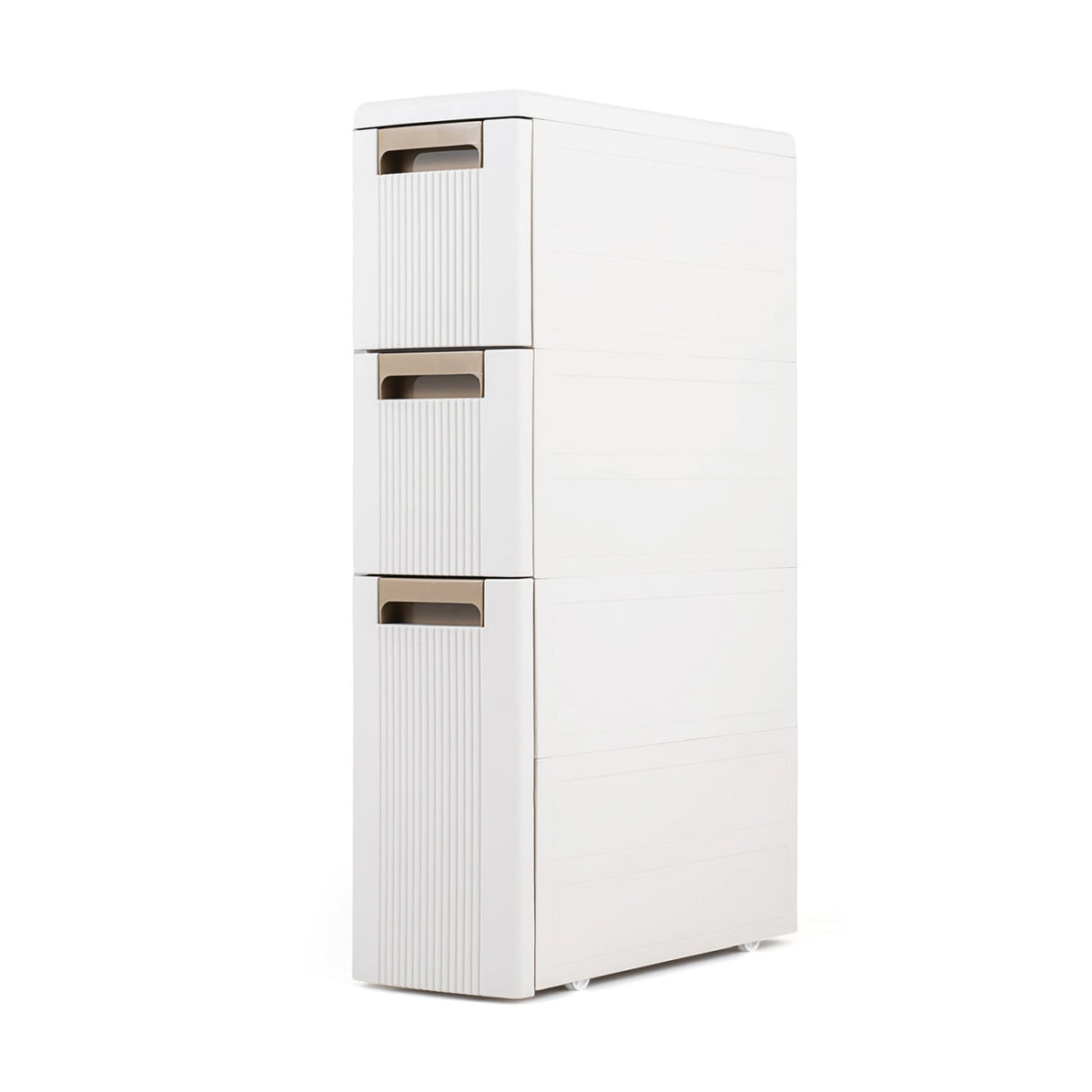 3-Tier Slim Rolling Storage Cabinet - 7" Wide Beige Cart-Floor Cabinets-DECOROLALA