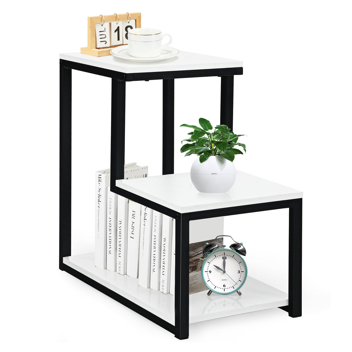 3-Tier Sofa Side Table Night Stand-White-End & Side Tables-DECOROLALA