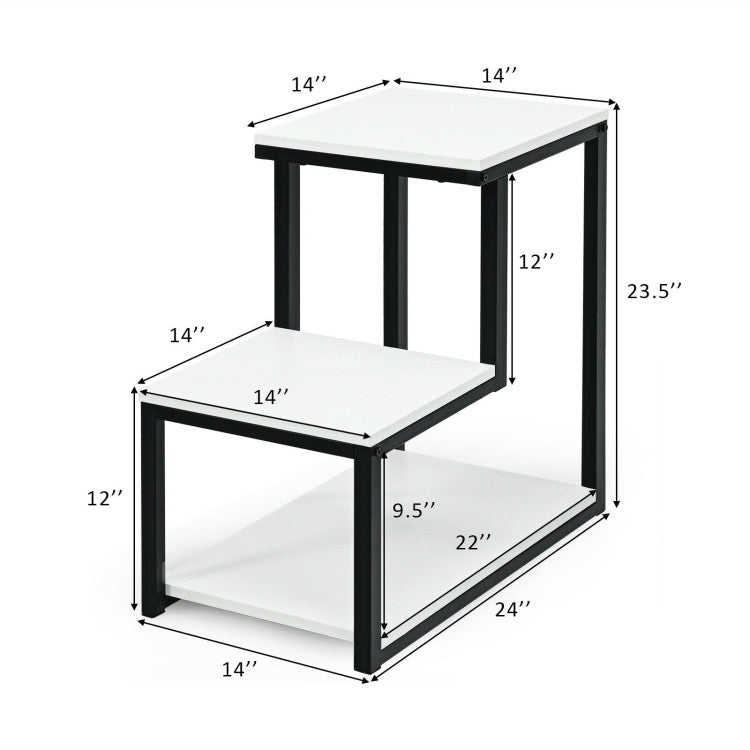 3-Tier Sofa Side Table Night Stand-White-End & Side Tables-DECOROLALA