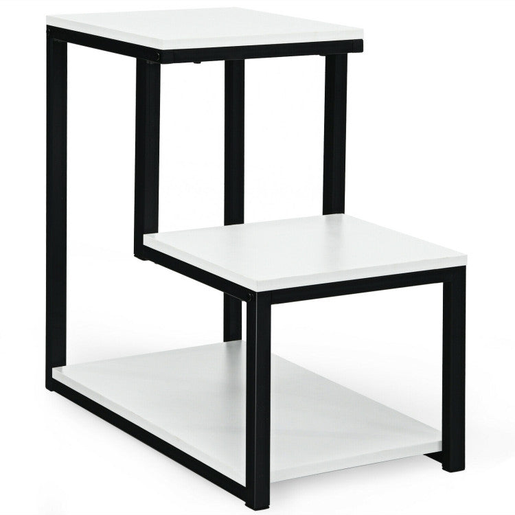 3-Tier Sofa Side Table Night Stand-White-End & Side Tables-DECOROLALA