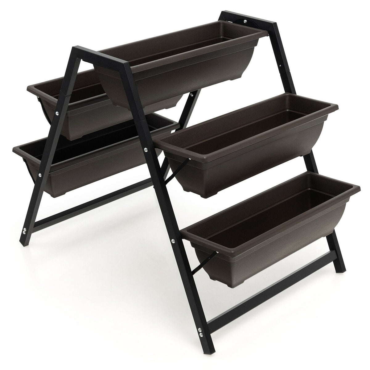 3-Tier Vertical Raised Garden Bed with 5 Plant Boxes-Raised Garden Beds-DECOROLALA