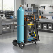 3-Tier Welding Utility Cart with Gas Cylinder Holder - Black-Home Improvement > Tools > Tool Organizers-DECOROLALA