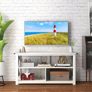 3-Tier Wood TV Stand for 55-Inch TVs - X-Shaped Frame, White-Entertainment Centers & TV Stands-DECOROLALA
