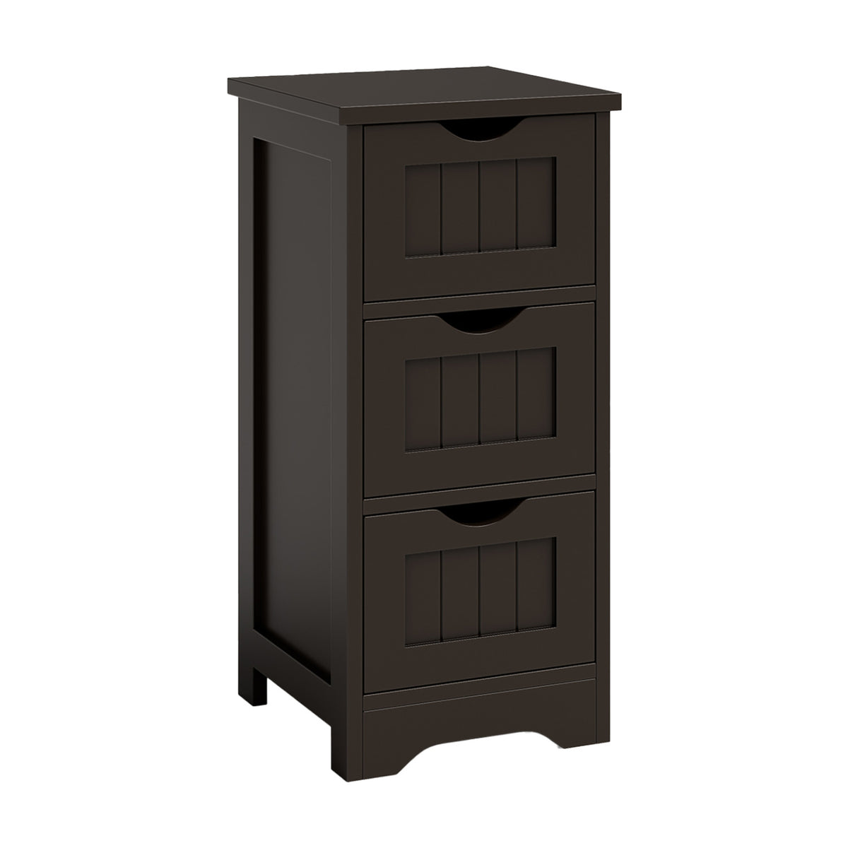 3-Tier Wooden Bathroom Floor Cabinet - 3-Drawer Storage White-Bathroom Floor Cabinets-DECOROLALA