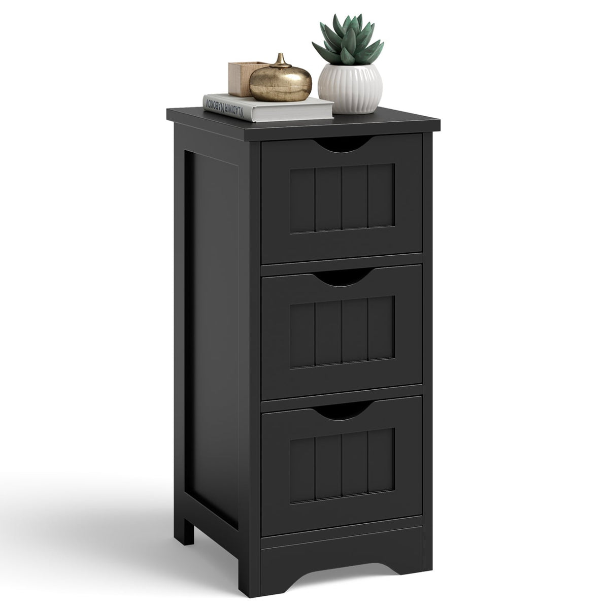 3-Tier Wooden Bathroom Floor Cabinet - 3-Drawer Storage White-Floor Cabinets-DECOROLALA