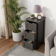 3-Tier Wooden Bathroom Floor Cabinet - 3-Drawer Storage White-Floor Cabinets-DECOROLALA